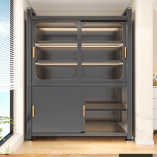 Moji household balcony storage cabinet steel multi-layer sliding door storage cabinet large capacity waterproof and sunproof storage cabinet that does not occupy an area. the sliding door 5-layer gray 80*42*155 opens the door and does not occupy the aisle.