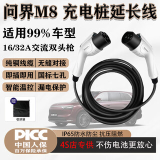 Romada fengyun a8l/jietu dasheng/wenjie m8/jihu t1 charging pile extension line new energy vehicle portable double-head charging gun 7kw32a car charger national standard charging cable wenjie m8 10m line 32a/7kw male and female extension line/pure copper wire core