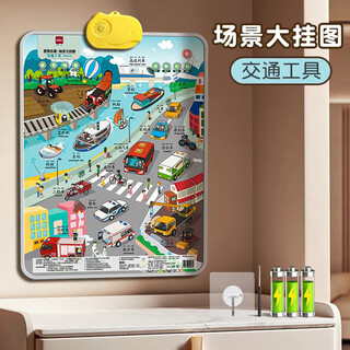 Deli audio wall chart children's early education cognitive animal pinyin digital toddler enlightenment baby educational learning toy transportation chinese-english bilingual attached hook + battery