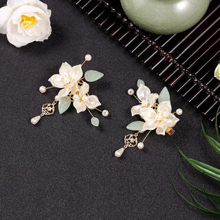 Chansunrun hanfu headdress for women, super fairy tassel hairpin, full set of ancient style hair comb set, antique walking clip, comb accessories, x-t212 pair of clips (come with eyebrow stickers)