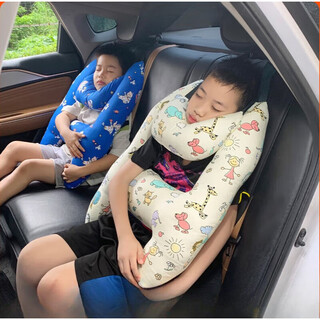 Lnga landgre car seat belt anti-stranglehold children's pillow car baby neck pillow shoulder cover rear sleeping magic pillow + headrest bow rabbit machine washable/l 1