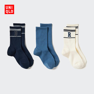 Uniqlo children's clothing boys and girls socks 3 pairs retro sports style 25 autumn and winter new style 478612 478612/68 dark blue 2-4 years old /s/m/16 20 cm (children)