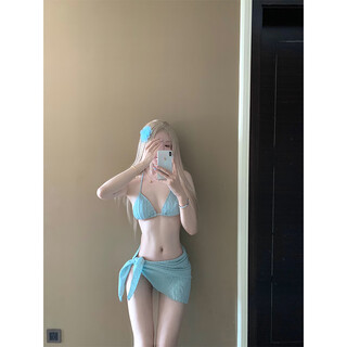 Muni sexy hottie pure desire bikini female suspender swimsuit summer briefs swimming trunks bikini three-piece hot spring set mint green m