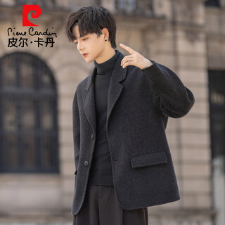Pierre cardin double-sided cashmere casual small suit for men 2025 autumn and winter new korean style versatile woolen woolen suit jacket carbon gray l