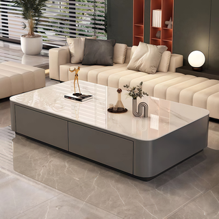 Gupujia slate coffee table living room hospitality tea table handle-free household small apartment light luxury floor-standing large tea table tv cabinet combination