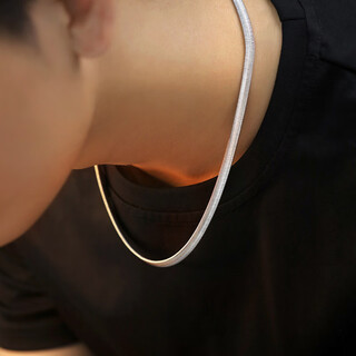 Mzmz brand platinum pt950 necklace for men, platinum snake bone chain, trendy and versatile plain chain, gift to boyfriend on chinese valentine's day, light luxury model-4mm/50cm