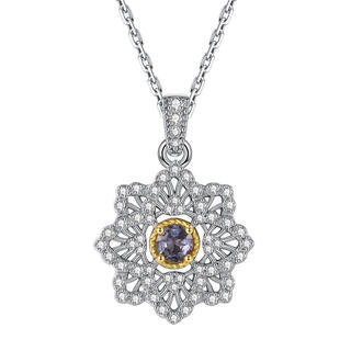 Lescroft antique lace four-leaf clover necklace sterling silver micro-paved tanzanite clavicle infused with natural gemstones that cannot avoid impurities