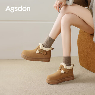 Agsdon snow boots for women winter new style velvet warm birkenstock cotton shoes for women thick-soled cotton boots y154110 maroon 38