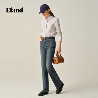 Eland shirt women's cotton contrasting lapel single-breasted long-sleeved top 2025 new eeywf49e02 gray 160