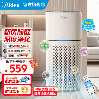 Midea air purifier for home use, formaldehyde removal, dust removal, haze removal and odor removal, 99.9% germ removal rate, negative ion air companion, smart wifi control, first-level energy efficiency, purification and removal of formaldehyde kj400g-z1 pro