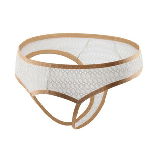 Buffny large size open crotch men's underwear no need to take off thong lace breathable temptation sexy hollow t pants white xl 2 feet 6-2 feet 8