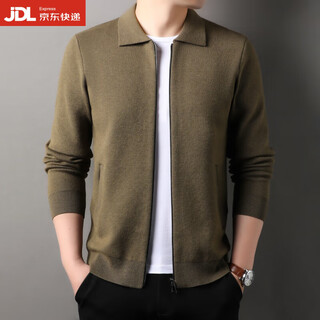 丨lilang丨official 2026 spring and autumn casual woolen sweater cardigan men's lapel sweater jacket korean style solid color sweater flagship official ancient moon green s 165_