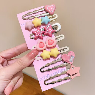 2025 new dopamine colorful children's hair clips cute little girls hair clips girls baby duckbill clip hair accessories pink love seven-piece set 1 card