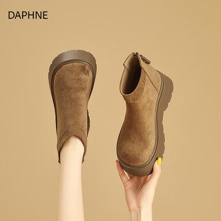 Daphne thick-soled retro short boots for women 2025 autumn and winter new british style round-toe birkenstock ankle boots, versatile commuting casual boots, yellow thick soles to show height - light and smart 37