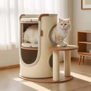 华元宠具（hoopet）猫爬架小户型猫抓桶不占地四季通用猫窝一体家用多层双层剑麻桶 【升级优选】猫抓桶带跳台+垫子*2