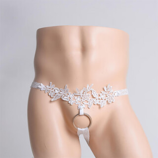 Zi jiafu men's sexy underwear ring lace temptation sexy thong sexy elastic white model one size