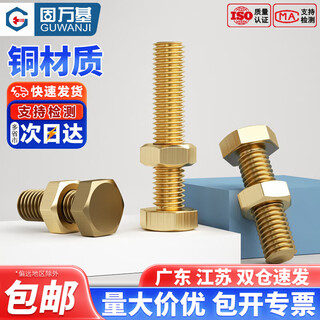 Guwanji copper screws and nuts set, external hexagonal screws, bolt cap combination screws, national standard fasteners, m5x10 5 sets