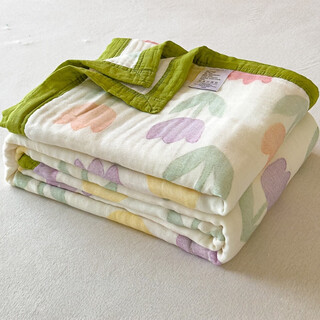 Godiug high-end cotton six-layer gauze blanket towel quilt for baby baby thin blanket sofa for single lunch break blanket tulip six-layer cotton gauze skin-friendly sleeping naked 180cm*200cm moisture-absorbent and breathable one blanket
