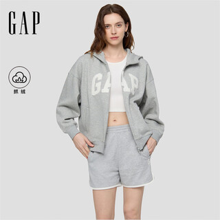Gap women's 2025 autumn new logo chenille embroidered loose fleece hoodie sweatshirt 792498 light gray m (165/88a) asian size