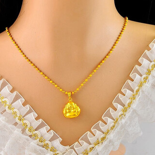 Half grain of 18k gold peace buddha necklace, non-fading jewelry, versatile female delicate necklace, solid counter gift