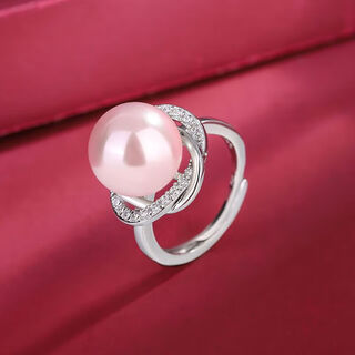 Maiyong old phoenix open ring natural 12mm shell beads purple pearl ring for women with zircon feel 925 silver gold-plated p stars ring pole 12mm pink shell beads silver