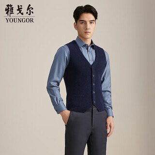 雅戈尔（YOUNGOR）毛衫背心男羊毛羊绒混纺毛衫背心舒适保暖绒面丰满2025商场同款 藏青YBHR615242FKA L 105cm （推荐145-165斤）