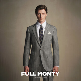Full monty vbc new suit suit men's flannel wool large herringbone gray suit groom wedding formal suit medium gray 20066 44