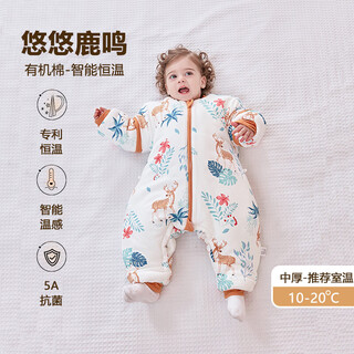 Little magic arrow baby sleeping bag spring, autumn and winter constant temperature all-season universal children's pure cotton anti-kick quilt split-leg baby sleeping bag with visible temperature sense constant temperature model medium thick without leg covers yoyo luming (10-20) 110 size (recommended 100-110cm, 4-6 years old)