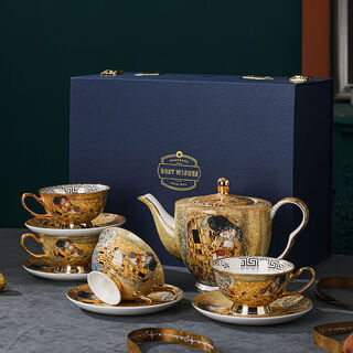 Teacher's day coffee cup for teacher wedding gift for newlywed bride birthday cup best friend gift high-end light luxury 4 cups saucer spoon + large pot gift box