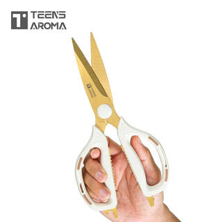 特恩斯厨房专用剪刀家用大号多功能不锈钢镀钛防锈锋利鸡骨剪子 钛金皓白