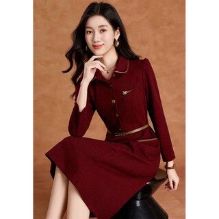 Kebel autumn and winter fashionable light luxury long-sleeved dress women's 2025 new high-end slimming and age-reducing mid-length skirt m