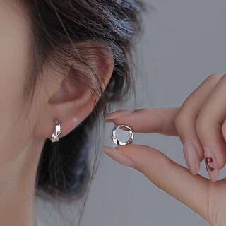 Kzd old phoenix 999 pure silver mobius earrings pure copper earrings plain hoop earrings women's niche design earrings silver silver