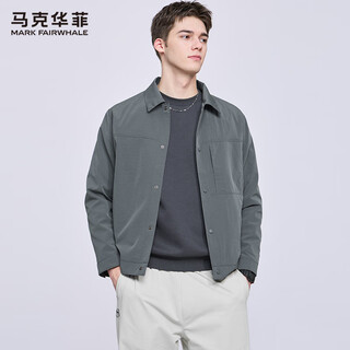 Mark huafei fine check texture lapel flight jacket men's 2025 autumn new trendy brand work jacket 1548 gray 015 l 175