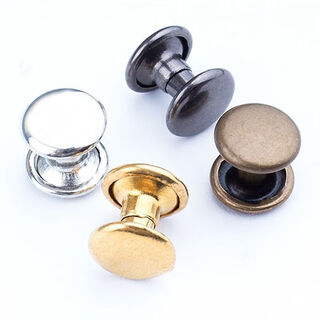 Fengxi diy metal copper double-sided rivets, mother-in-law rivets, rivets, rivets, ding decoration, leather bags, shoe and hat accessories, buttons, gun black, 20 sets, 6mm (can be riveted up to 3mm thick)