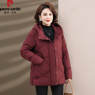Pierre cardin middle-aged mother winter down jacket 2025 new 50-year-old middle-aged autumn and winter new chinese style thickened cotton coat for women burgundy 3xl recommended 135-150jin jin equals 0.5 kg