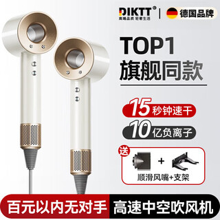 Diktt germany bladeless high-speed hair dryer constant temperature hair dryer quick-drying household silent high-power hair dryer baby barber shop hair salon hair dryer huaqiangbei ceramic white single air nozzle 3 billion negative ions 520 valentine's day gift