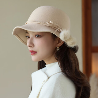 Xiangxue yuxiu (xiangxueyuxiu) autumn and winter hat women's new french hat women's fashion versatile wool lady hat women's japanese fisherman hat women's winter beige