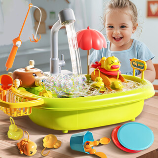 奥贝比（AOBEIBY）儿童洗碗机玩具泡泡机钓鱼戏水厨房水果男孩女孩1-3-6岁生日礼物