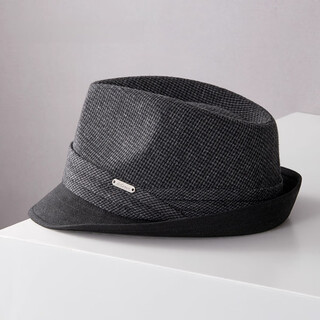 Lee dprre autumn and winter new houndstooth wool jazz hat men's casual fashion british style retro gentleman large head circumference black gray wool plaid l (suitable for head circumference 58-60cm)