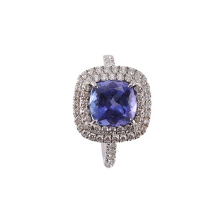 Second-hand 98 new tiffany&co diamond pt950 tiffany soleste series tanzanite diamond ring