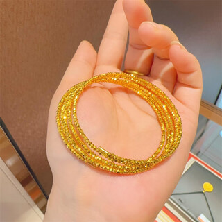 Luanjie ancient method inherited 24k gold new five-circle bouncy bead bracelet sparkling retro multi-layer winding elastic bracelet accessories bouncy