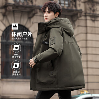 Snow flying men's down jacket mid-length hooded thick down large pocket design outdoor workwear sports style down jacket for men