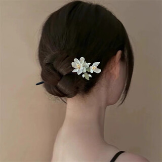 Shen shi yi magnolia flower wooden hairpin new simple updo hair orchid magnolia buds retro cheongsam accessories tassel hanfu magnolia flower wooden hairpin