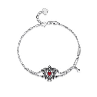 Avani platinum hip-hop trendy brand black gold bracelet pt950 platinum heart-shaped light luxury electric black enamel craft for your girlfriend electric black platinum love bracelet about 4.3g