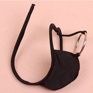 Men's sexy c-line pants imitation iron ring egg thong u seamless stretch groin panties black one size
