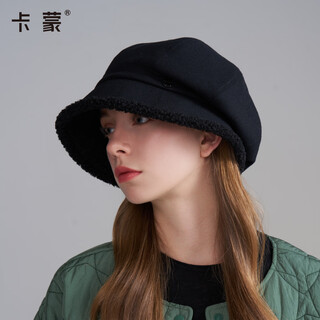 Camon camon hat women's winter temperament duck tongue beret showing face small warm octagonal hat big head circumference women's hat fashionable km-5308/hepburn black one size fits 55-58cm