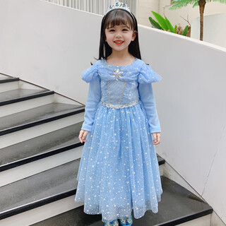 Little bear elf (xiaoxiongjingling) elsa princess skirt girls frozen 2026 spring and autumn cloak cloak suit elsa elsa dress blue dress regular style 110 size