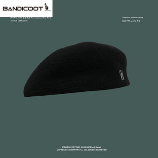 Fashionable style kangaroo niche knitted reverse beret for men and women spring and summer literary progress hat fashion retro letter painter hat black m (55-58cm) adjustable