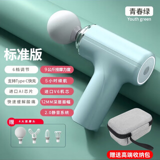 Mimi app's same fascia gun multi-functional silent mini emerging muscle massager grade neck mask grabbing vibration massage gun fashion green standard version - 9kg thrust high-end storage bag 12mm deep