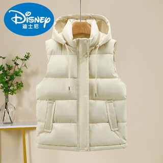 Disney girls' down cotton vest for autumn and winter outer wear 2025 new coat children's vest autumn and winter boys' vest children's clothing brand off-white 130 45-55jin jin equals 0.5 kg